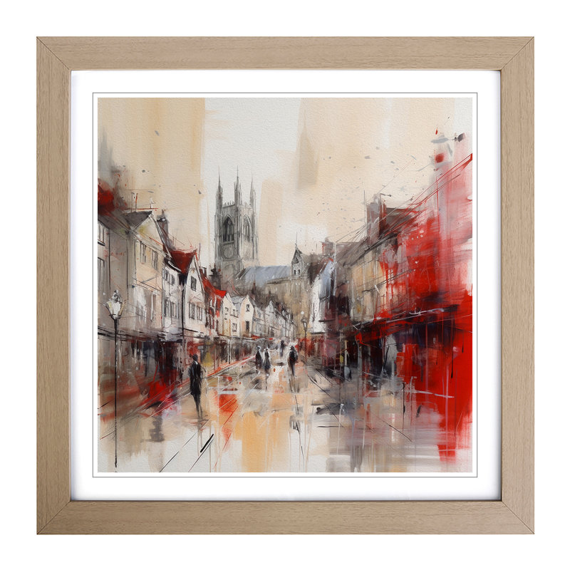 City of Canterbury Gestural Art - Framed Print, Oak