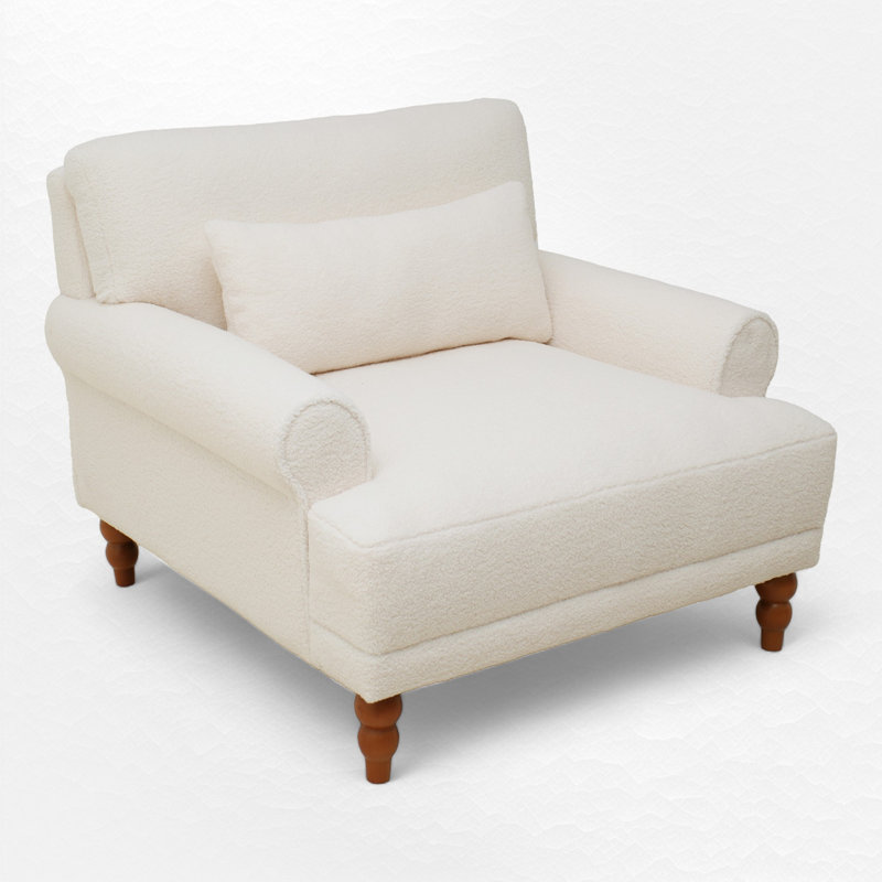 Accent Chair,Upholstered Living Room Chairs, Beige Boucle