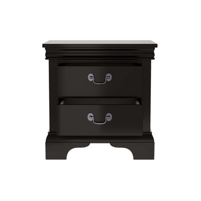 22" X 16" X 22.7" Classic Wooden Nightstand-Black