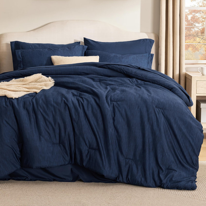 Ensemble de literie 7 pièces avec ensemble de literie pour lit bleu, Bleu, Grand lit