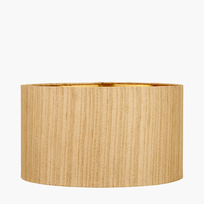 Stellan Slubbed Faux Silk Gold Lined Cylinder Drum Shade (Uno), 35cm