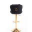2 tabourets de bar, repose-pieds et base avec réglage de la hauteur, velours + pieds dorés, sièges simples noirs, fonction réglable et base, tabouret élégant