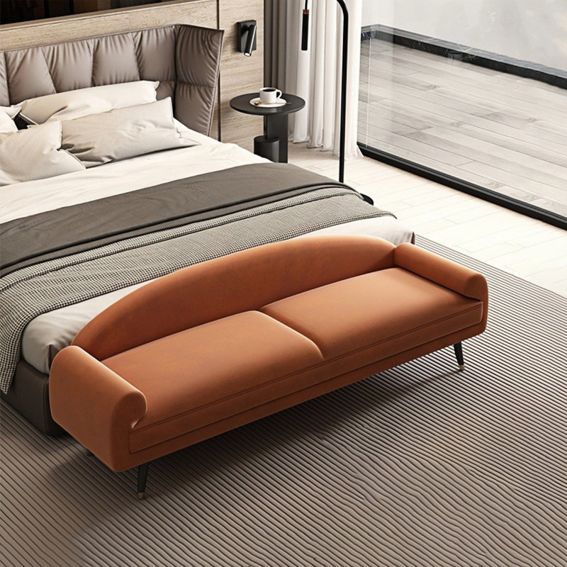 Banc rembourré Oriental Charm, Orange, H 21,65 po x l 59,05 po x P 19,68 po