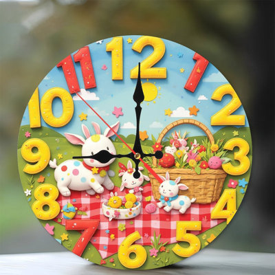 cute animals picnic clock numbers design