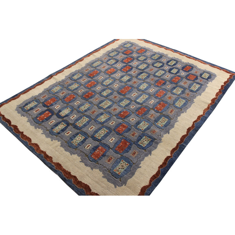 Rug & Kilim’S Art Deco Rug In Blue All Over Geometric Pattern, Rectangle 14' x 20'