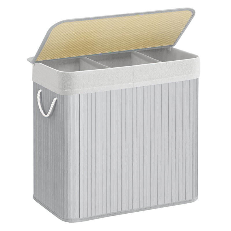 Bamboo Laundry Sorter with Handles, Grey