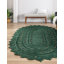 Tapis ovale en jute tissé à la machine de couleur vert chasseur-1151910650