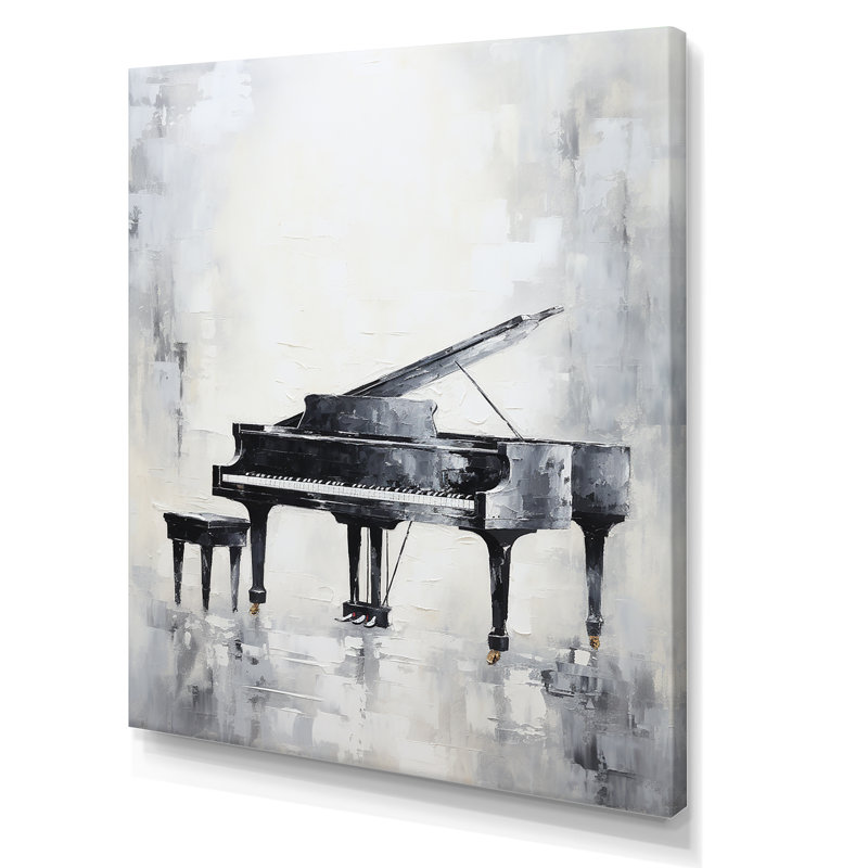 Minimalisme piano minuit noir et blanc III sur toile, Toile tendue, H 44 po x l 34 po x P 1,5 po