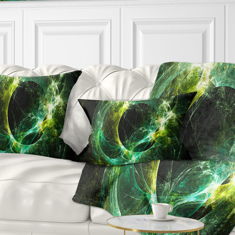 Éclair vert scintillant - coussin imprimé abstrait