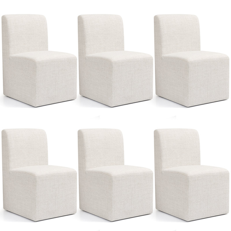 Upholstered Dining Chairs with Casters, Modern Single Sofa Chair with Slient Wheels for living room, Arrived Assembed, 6