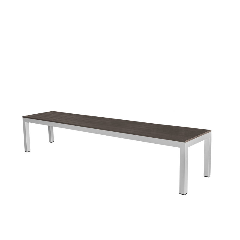 Banc de pique-nique en aluminium Vienna Backless, H 18 po x l 91 po x P 19 po, Gris / Brun