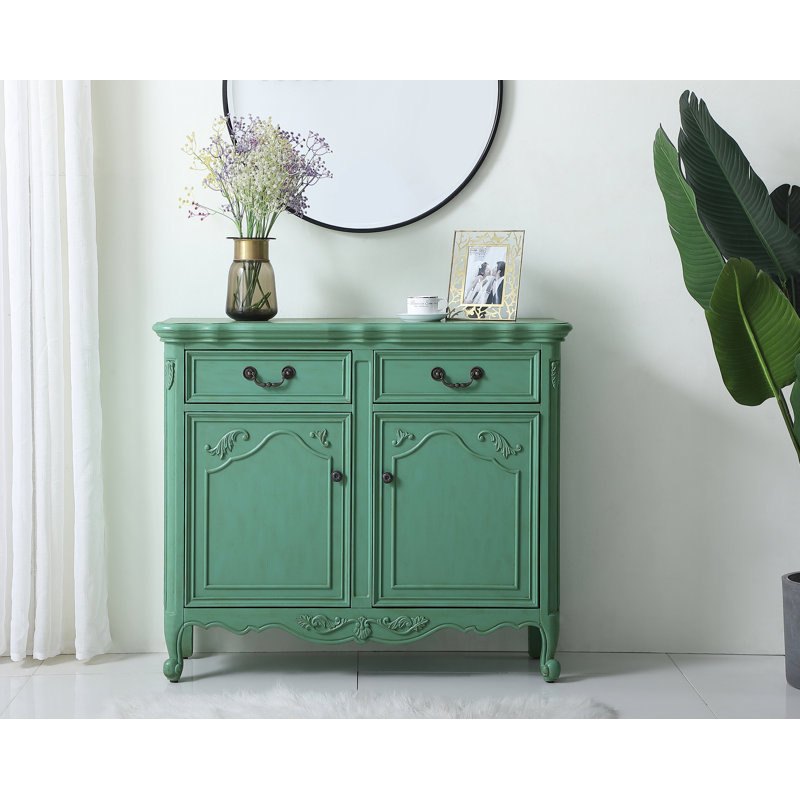 Commode décorative 2 tiroirs COSMO, Menthe rétro