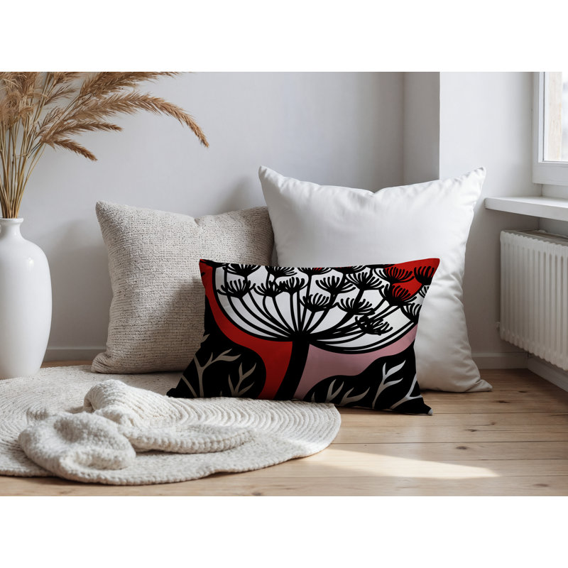 Oreiller rectangulaire réversible intérieur / extérieur Alimi, Rectangle H 14 po x l 20 po, Rouge