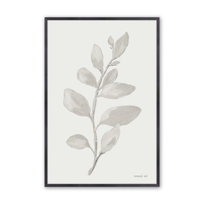 Élégantes feuilles grises I print