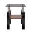Table basse carrée en verre, ensemble de 2 tables de salon, ensemble de 2 tables de thé moderne trempé avec plateau en MDF et table de bout gris / noir-529655435-529655429