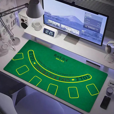 Tapis de table pour tapis de table Texas Hold'Em avec impression à plat en 2 dimensions, tapis de souris Creative XXL, grand tapis de souris de jeu - étendu, épais, antidérapant, base en caoutchouc, plat à plat - 11,81 po x 27,56 po