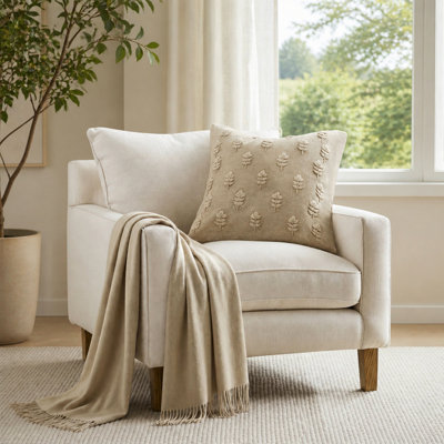 Housse de coussin en coton brodé