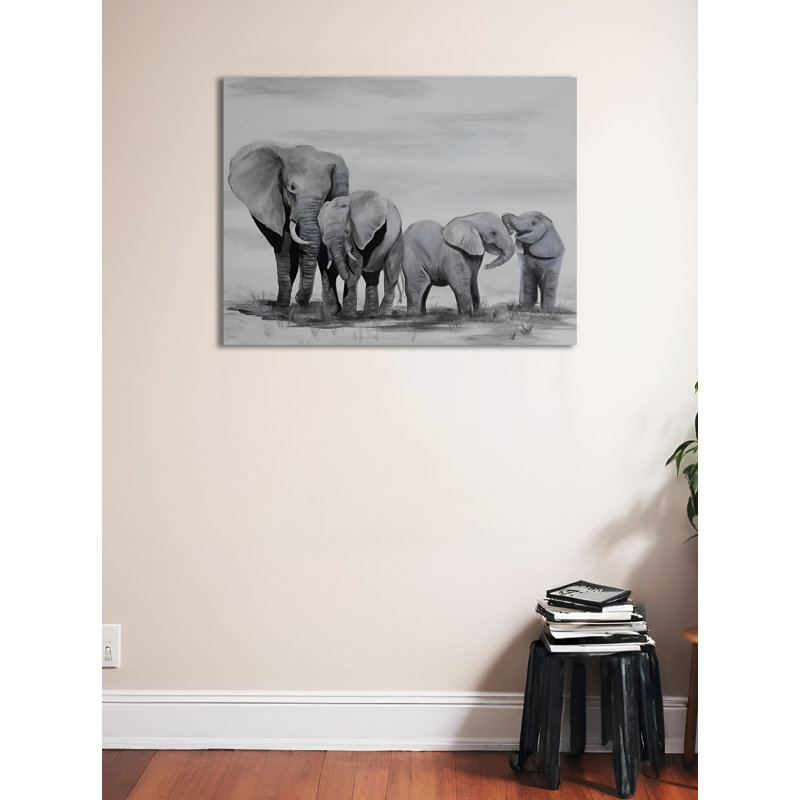 «Elephant Parade» par Ed Capeau - reproduction d'art sur toile, H 24 po x l 32 po x P 1,5 po