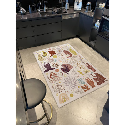 Tapis décoratif multicolore à motif humain et naturel