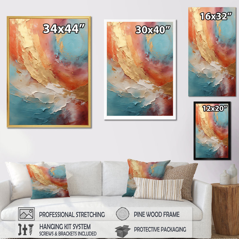 «Gold Pink Desert Mirage Spiral II», reproduction sur toile, H 20 po x l 12 po, Toile tendue