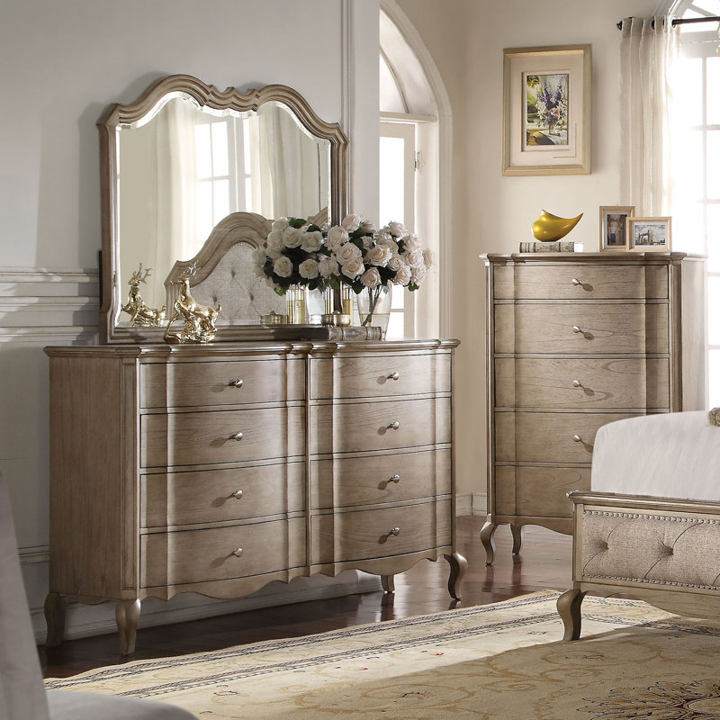 Amerigo 8 tiroir Double commode avec miroir