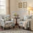 Vintage Floral Upholstered Armchair With Rolled Arms And Wooden Legs(Set Of 2)-869645623
