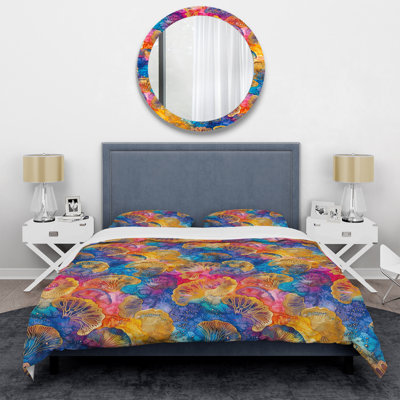 Blue Yellow Modern Sea Treasures - Modern Duvet Cover Set