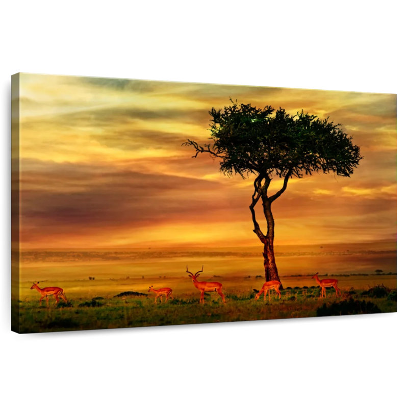 Alala, Impala africain au coucher du soleil, H 8 po x l 12 po