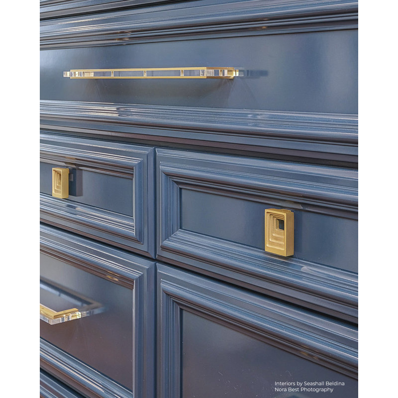 Step Geometric Knob, Satin Brass