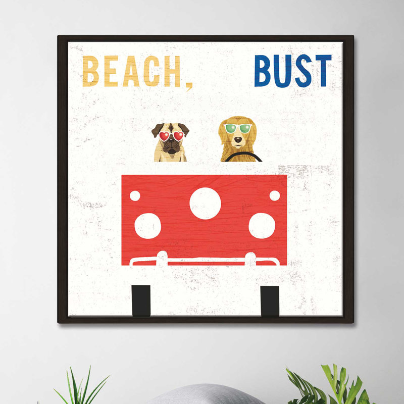 «Beach Bums Bus», impression, H 21,5 po x l 21,5 po x P 2 po, Cadre flottant espresso