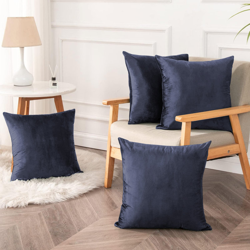 Heavy Crushed Classic Velvet Throw Pillow Cover (Pack of 4), Charcoal