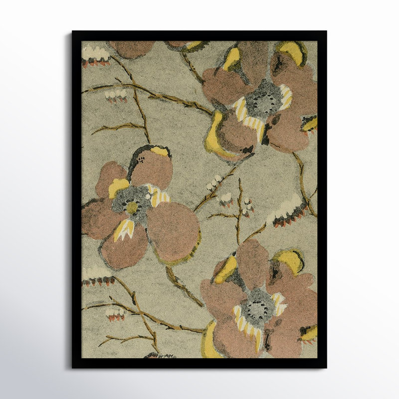 Delicate Floral Pattern II by Baxter Mill Archive, 26" H x 20" W, Black