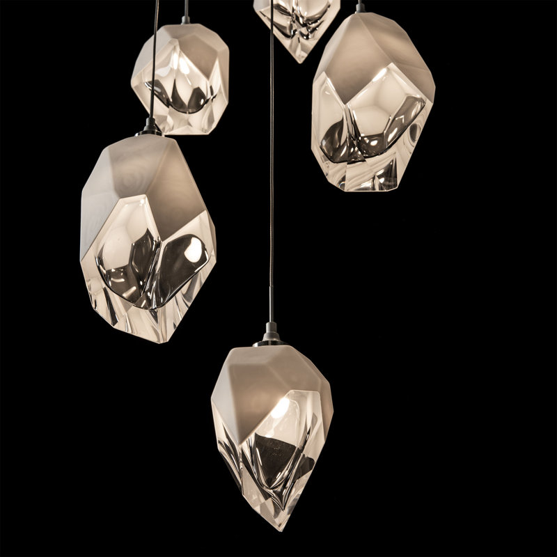 Chrysalis 5 - Light Cluster Geometric Pendant, White, White, 15" - 80"