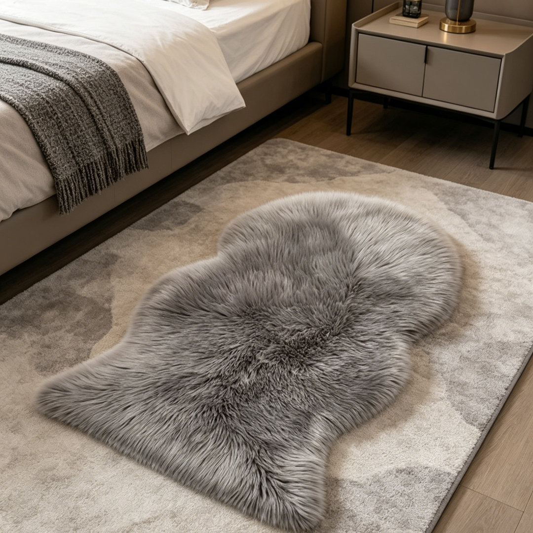 Solid Colour Faux Sheepskin 90cm X 60cm Area Rug