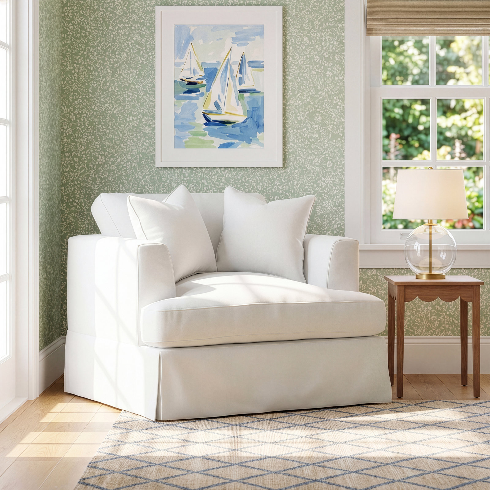 Lucia Slipcovered Armchair , Classic Bleach White Twill