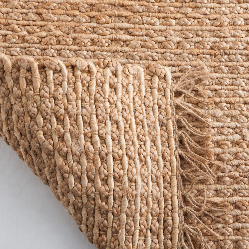 Tapis de couleur unie en jute tissé à la main Uma, Rectangle de 5 pi x 8 pi