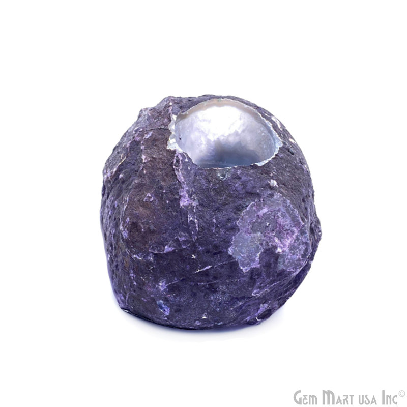 Porte-bougie en agate brute, décoration en cristal mauve, décoration en agate naturelle