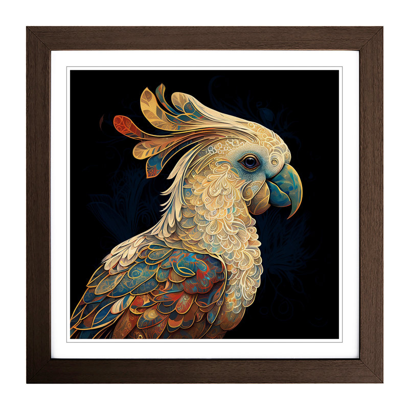 Cockatoo Paisley Art - Framed Print, Black