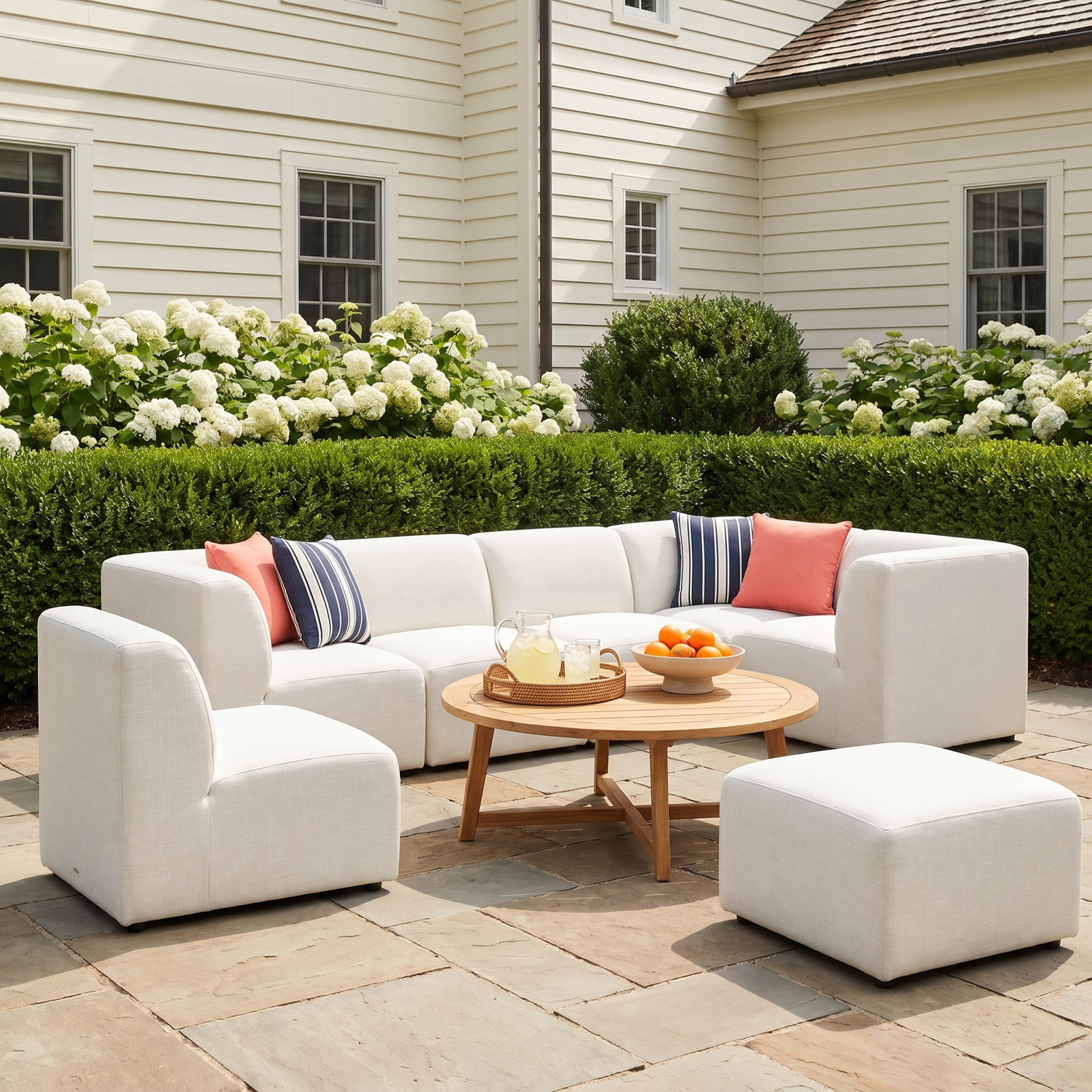 Praia 5-Person Patio Seating Group, Canvas White Sunbrella® Canvas