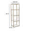 Koster 4 Shelf 64"H Cross Brace Glass Bookcase in Matte Gold - Tempered Glass Shelves