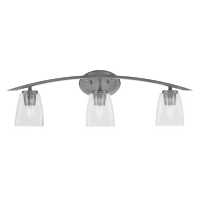 Kurve 3 Light Bath Bar With 4.5" Square Clear Bubble Glass