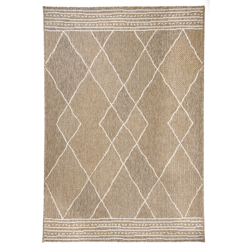 Tapis d'intérieur / extérieur en polypropylène tissé à la machine Tarquinia, 3 pi 3 po x 5 pi