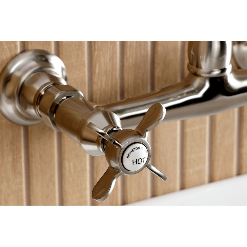 Kingston Brass Essex Two-Handle 2-Hole Wall Mount Bathroom Faucet, Brushed Nickel