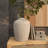 Cream Ceramic Textured Decorative Vase with Linear Pattern-1283067446