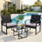 3 Piece Wicker Patio Bistro Set with Coffee Table, Outdoor Rattan Conversation Set for Balcony Porch Garden Yard Poolside-1684336097