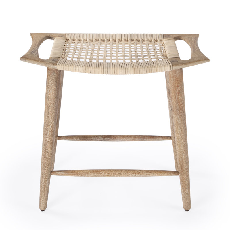 Tristan Natural Wood & Rattan 24.75" Counter Stool