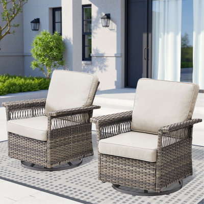 Ensemble de chaises berçantes pivotantes 2 pièces avec accoudoirs de 5 pouces et coussin épais