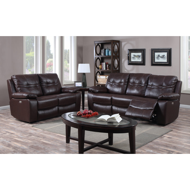 Raelyn Faux Leather Reclining Loveseat, Dark Chocolate