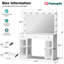 Meuble-lavabo 3 tiroirs blanc avec grand miroir 43 po, bandes lumineuses à DEL et station de charge - Commode à maquillage moderne
