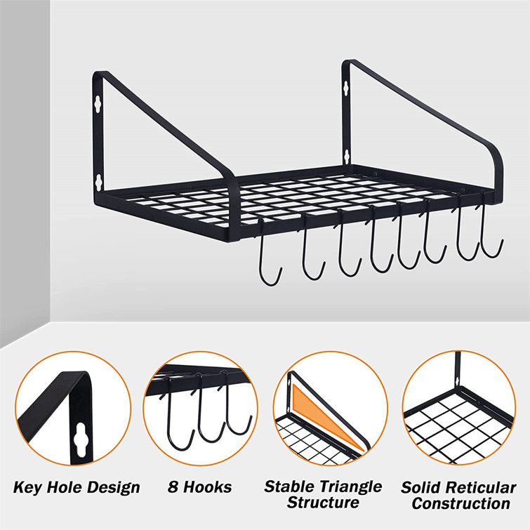 Prep & Savour Damyn Metal Straight Wall Mounted Pot Rack